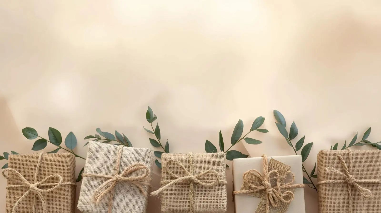 Handmade with love eco friendly gifts wrapped in brown paper with rope, flowers and leaves, perfect for gifting by The Kagaaz Co